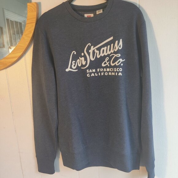 Levi Strauss & Co. San Francisco CA. Mens Medium Sweatshirt in Blue Grey - Picture 1 of 5